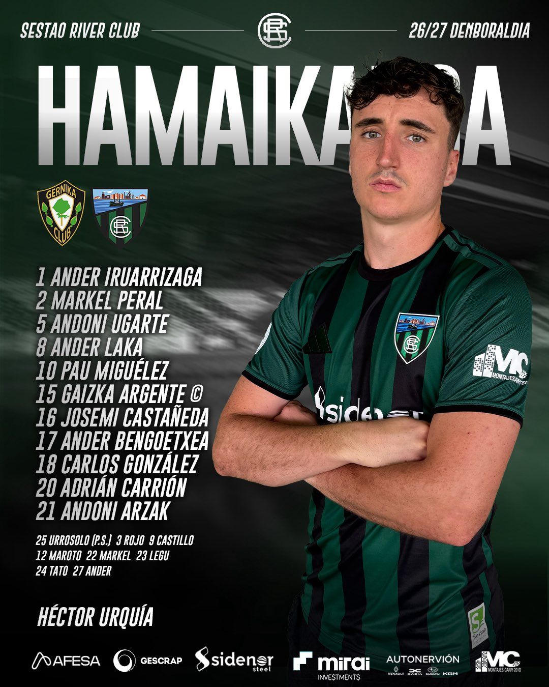 Once inicial del Sestao River frente al Gernika Club
