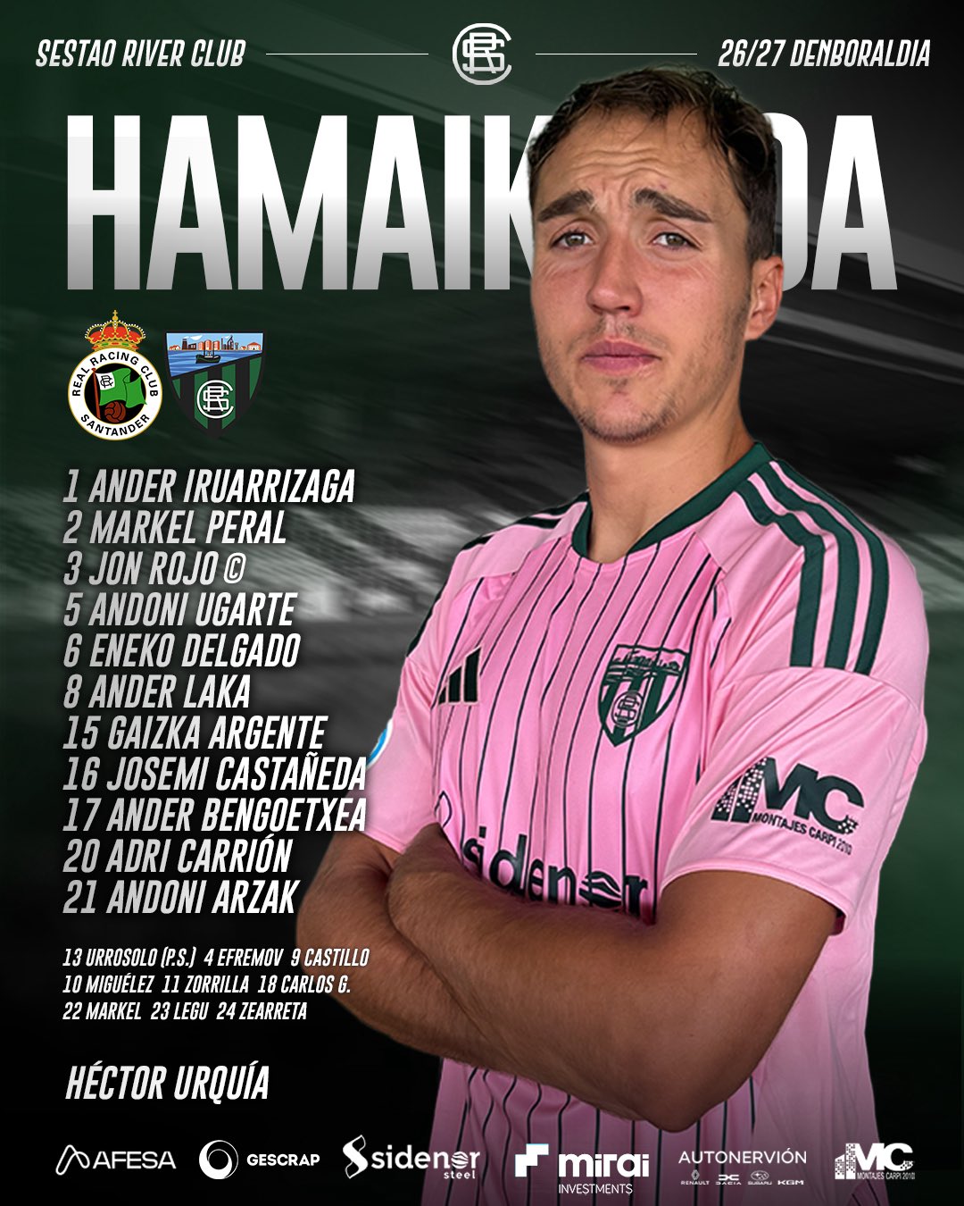 Once inicial del Sestao River frente al Rayo Cantabria
