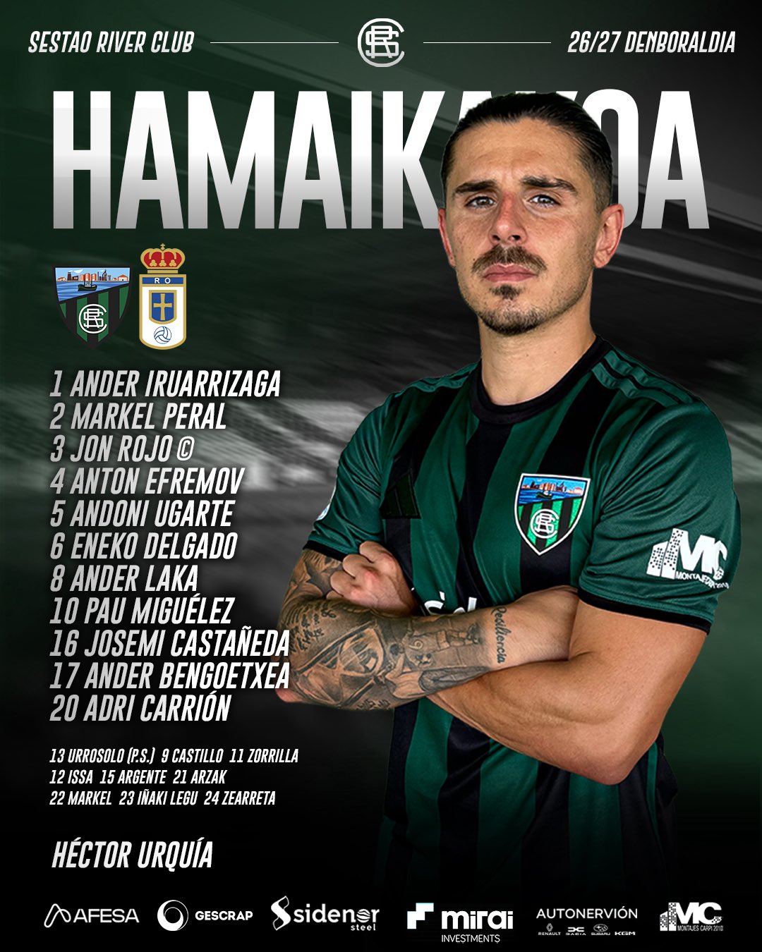 Once inicial del Sestao River frente al Real Oviedo Vetusta