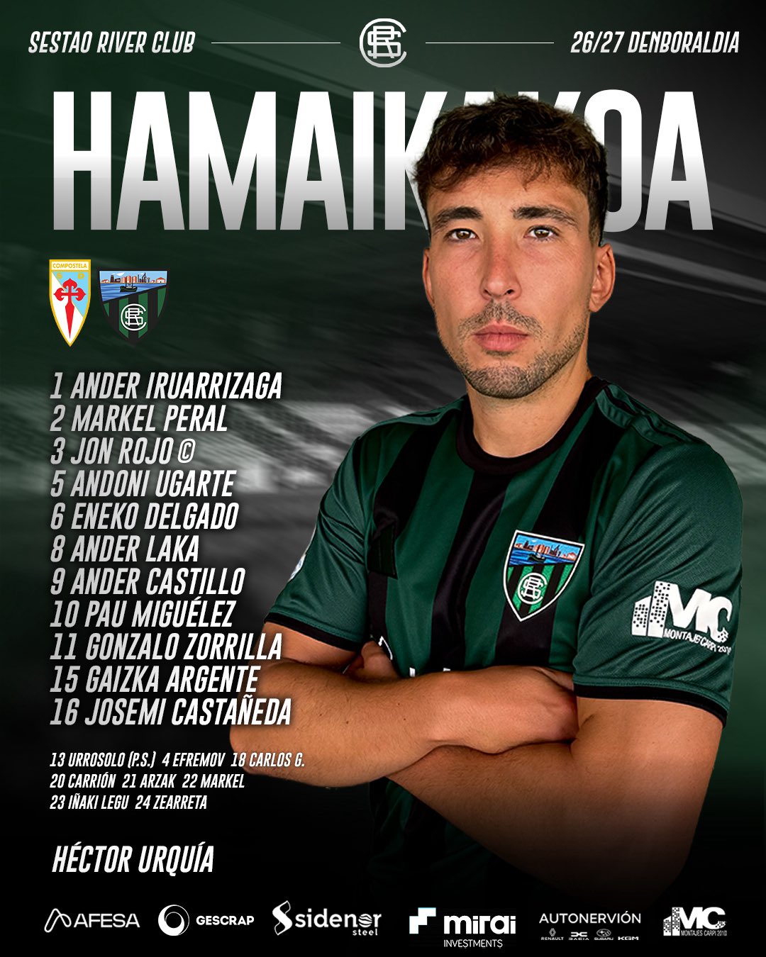 Once inicial del Sestao River frente a la SD Compostela