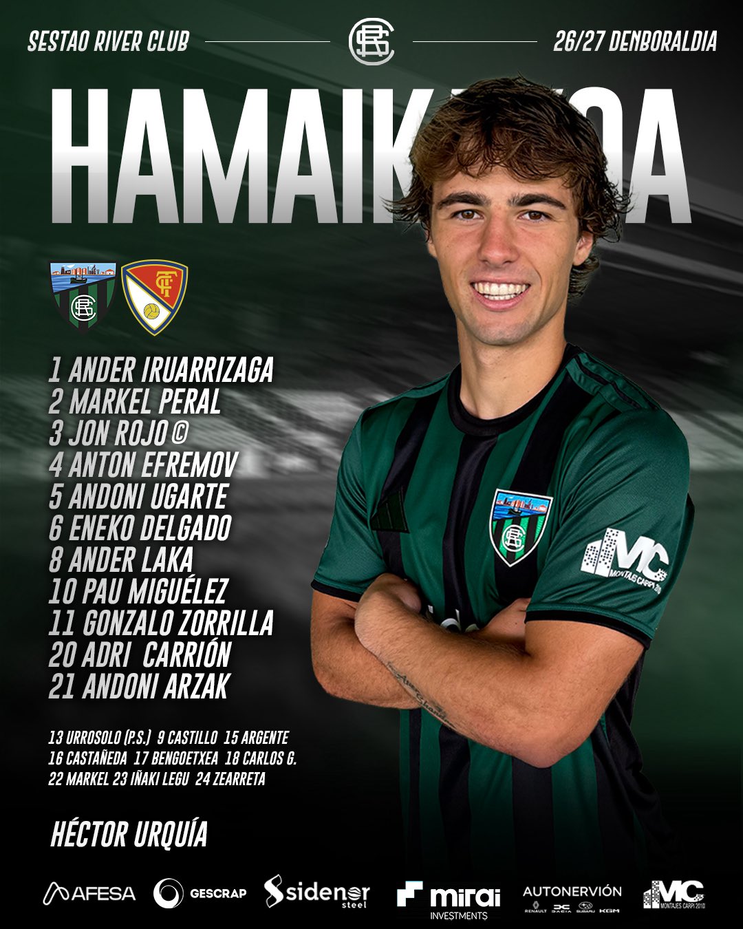 Once inicial del Sestao River frente al Terrassa FC
