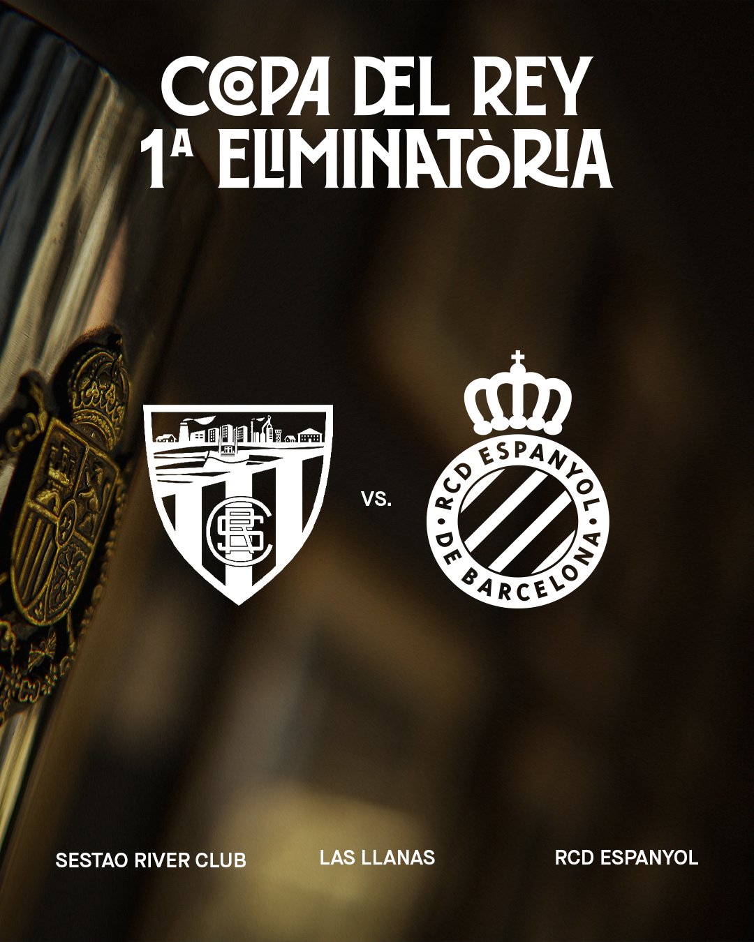 Cartel del partido de Copa del Rey entre Sestao River y RCD Espanyol en Las Llanas